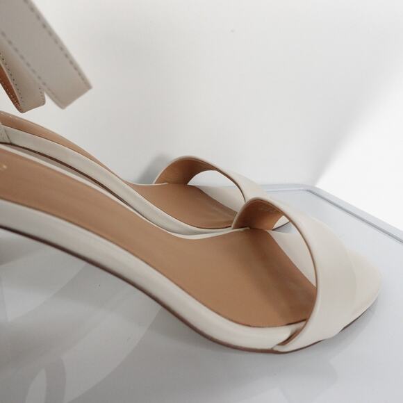 New Quince Womens Italian Leather Shoes Block Heels Bone Cream Shoes Size 8 - Picture 4 of 6